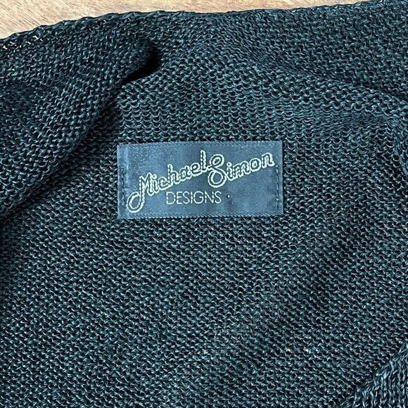 Vintage Michael Simon Linen Viscose Loose Knit Sweater Womens S Cropped V-Neck - Picture 4 of 8